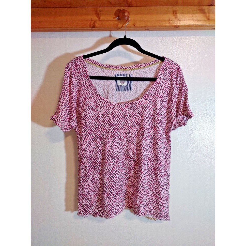 Lilka Women's L Shirt Pink Short Sleeve Boat Neck Anthropologie Basic Classic